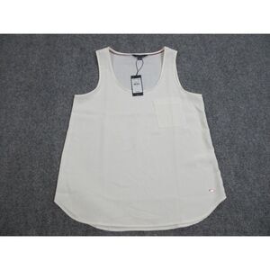 Tommy Hilfiger Shirt Womens Medium White Sleeveless Lightweight Preppy‎ Tank Top
